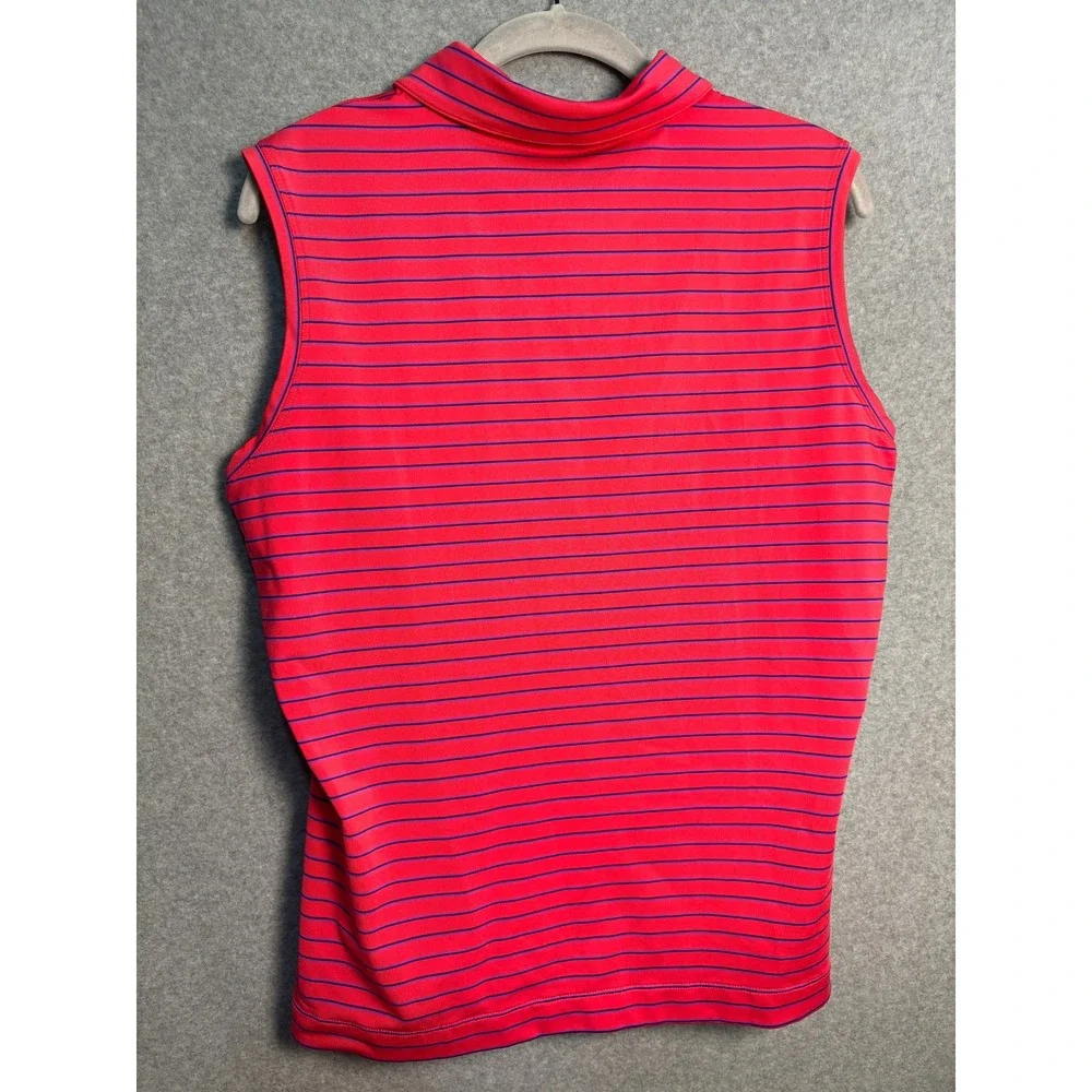 Nike Golf Dri-FIT Sleeveless Polo Shirt Pink Blue Striped‎ Women's Large
